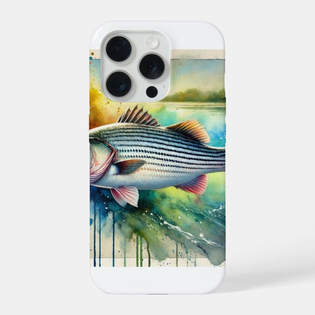 Striped bass 031024AREF130 - Watercolor iPhone Case (Back)