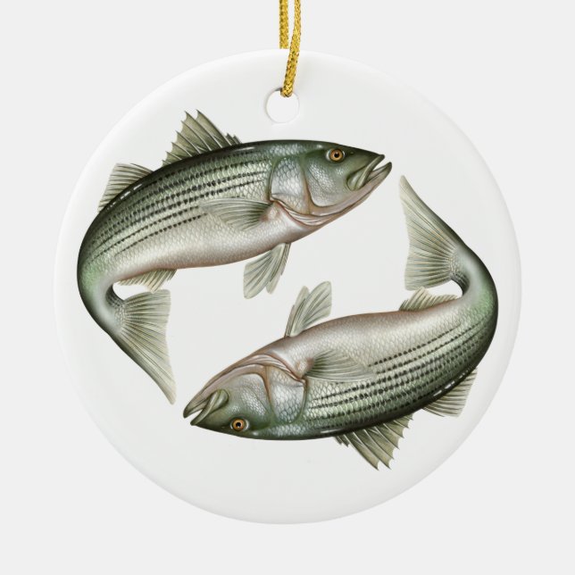 Striped Bass Ceramic Ornament (Front)