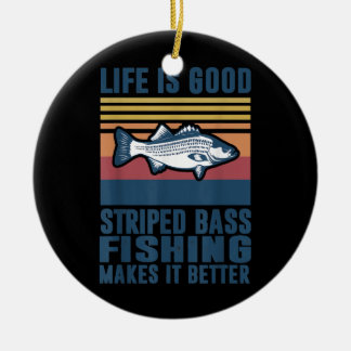 Striped Bass Fishing Gifts Saltwater Fish Striped Ceramic Ornament