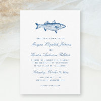 Striped Bass Fishing Theme Elegant Navy Wedding