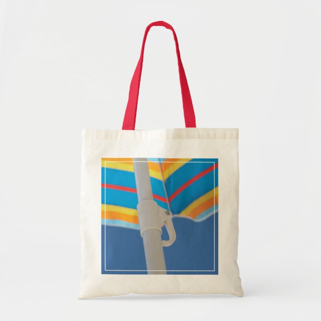 Striped Beach Umbrella Tote Bag (Front)