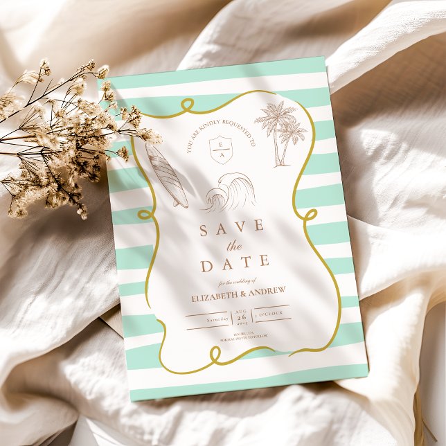 Striped Beach Wedding Save The Date (Creator Uploaded)