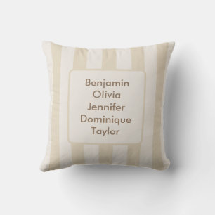 Striped Beige Customizable Family Throw Pillow