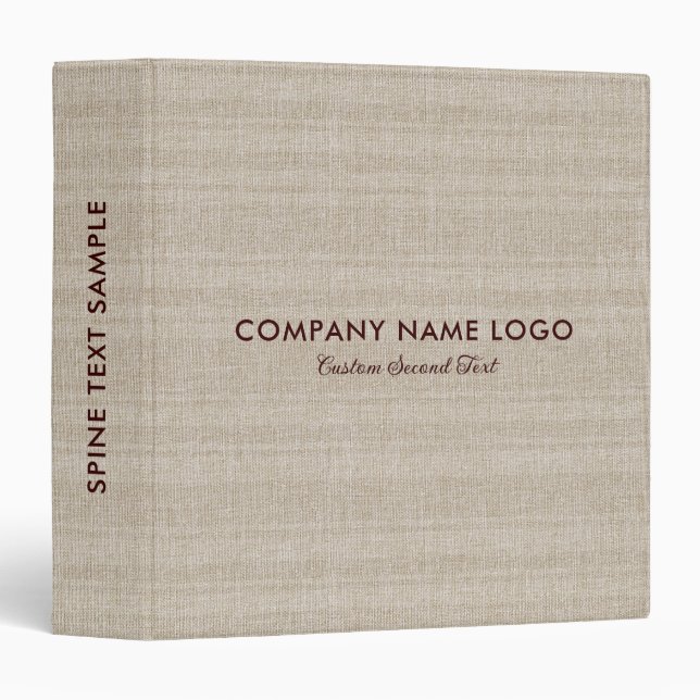 Striped Beige Linen Burlap Texture Binder (Front/Spine)