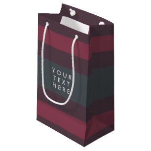 Striped Berry & Petrol Custom Small Gift Bag