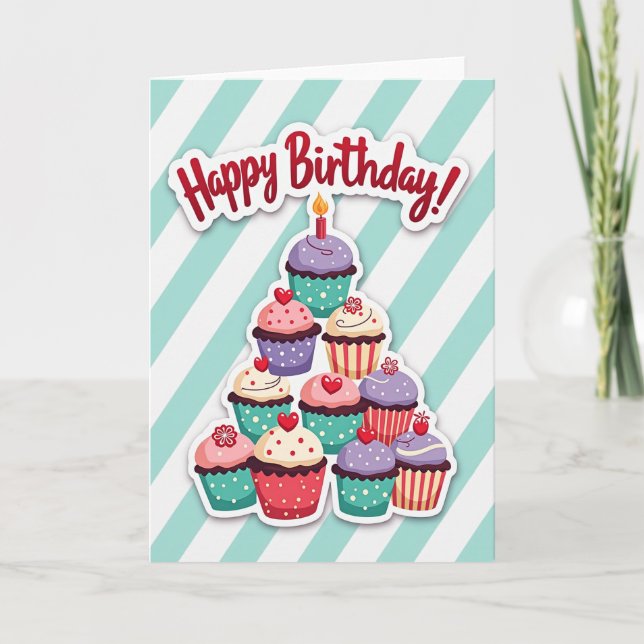 Striped Birthday Treat Card (Front)