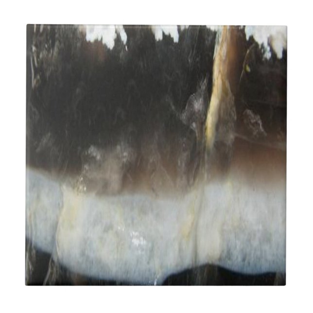 Striped Black Agate, Cool Unique Nature Stone Tile (Front)
