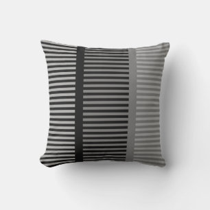 Striped Black and Silver Grey Throw Pillow