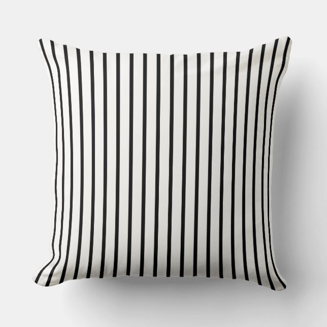 Striped Black and White Throw Pillow (Front)