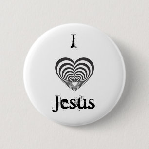 striped black heart, IJesus 2 Inch Round Button
