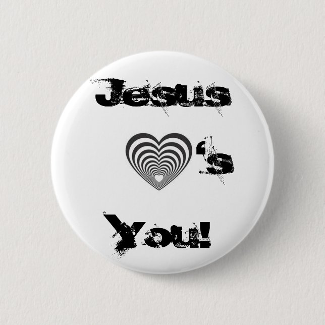 striped black heart, JesusYou!, 's 2 Inch Round Button (Front)