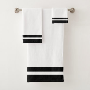 Striped Black & White Bath Towel Set