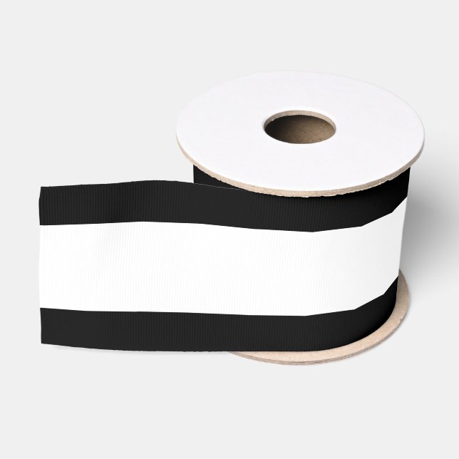 Striped (Black & White) Customizable Grosgrain Ribbon (Spool)