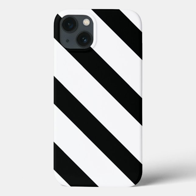 Striped (Black & White | Diagonal) Any Size Custom Case-Mate iPhone Case (Back)