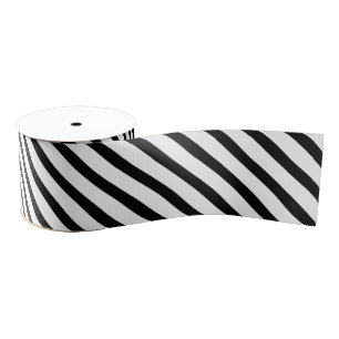 Striped (Black & White   Diagonal) Any Size Custom Grosgrain Ribbon