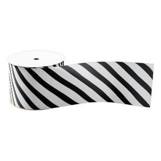 Striped (Black & White | Diagonal) Any Size Custom Grosgrain Ribbon