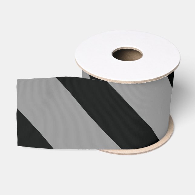 Striped (Black & White | Diagonal) Any Size Custom Grosgrain Ribbon (Spool)