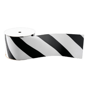 Striped (Black & White   Diagonal) Any Size Custom Grosgrain Ribbon