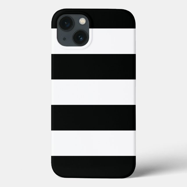 Striped (Black & White | Horizontal) Customizable Case-Mate iPhone Case (Back)