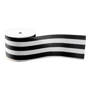 Striped (Black & White   Horizontal) Customizable Grosgrain Ribbon