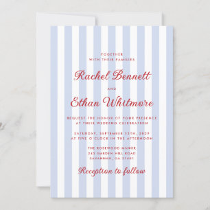 Striped Blue and Red Wedding Invitation