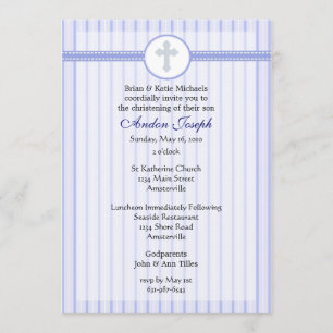 Striped Blue Cross Invitation. Invitation