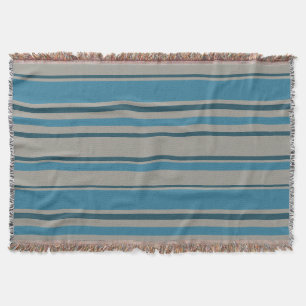 Striped blue gray throw blanket