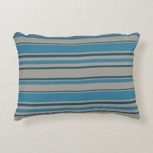 Striped blue grey accent pillow
