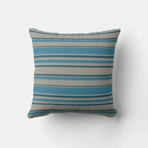 Striped blue grey throw pillow
