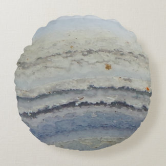 Striped Blue Lace Agate cool unique nature stone Round Pillow