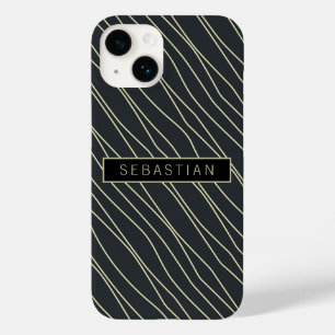 Striped Blue Pattern Personalized Case-Mate iPhone 14 Case