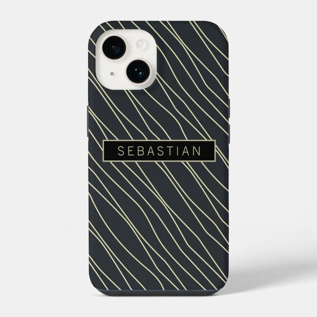 Striped Blue Pattern Personalized Case-Mate iPhone Case (Back)