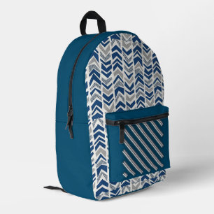 Striped blue printed backpack