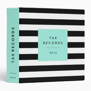 Striped Blue Tax Records Binder