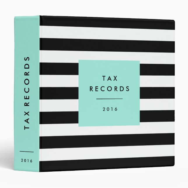 Striped Blue Tax Records Binder (Front/Spine)
