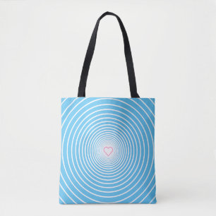 Striped Blue Tote Bag with Heart or Choose Colours