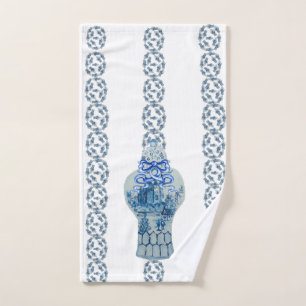Striped Blue & White Ginger Jar Hand Towel