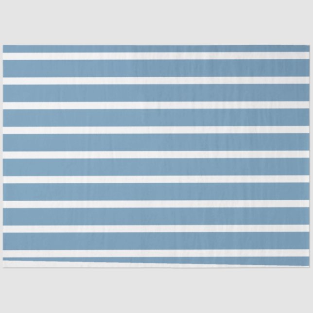 Striped Blue White Tissue Decoupage Paper (Front)