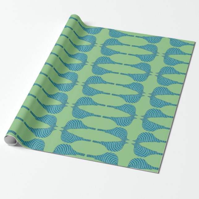 Striped Bluebird  Wrapping Paper (Unrolled)