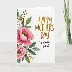 Striped Botanical Golden Script Card