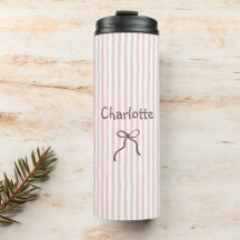 Striped Bow Cute Coquette Custom Personalized Name