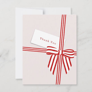 Striped Bow Flat Thank You Card