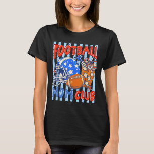 Striped bow football mom club coffee funny game T-Shirt