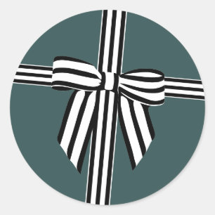Striped Bow Sticker Green