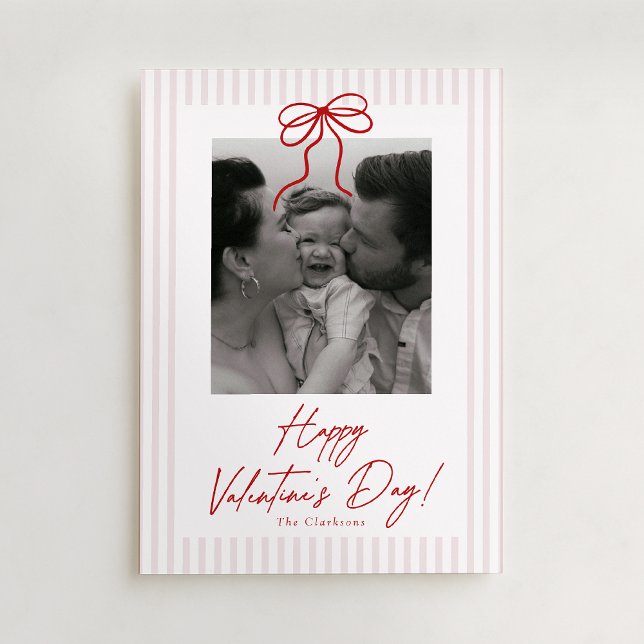 Striped,  Bow Valentines Day Photo Card (Creator Uploaded)