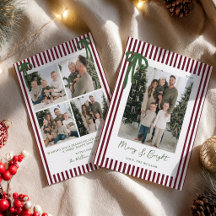 Striped Bows Christmas Family Photo
