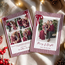 Striped Bows Christmas Family Photo