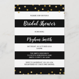 Striped Bridal Shower Invitation, Black and White Invitation