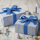 Striped Bright Blue Jewish Gold Star of David Wrapping Paper<br><div class="desc">This Striped Bright Blue Jewish Gold Star of David Wrapping Paper features elegant gold colored Stars of David set against bright blue and white stripes for a timeless festive look. Perfect for Hanukkah gifts, holiday celebrations, and Jewish festivities, this luxurious design adds timeless elegance and sophistication to every present.</div>