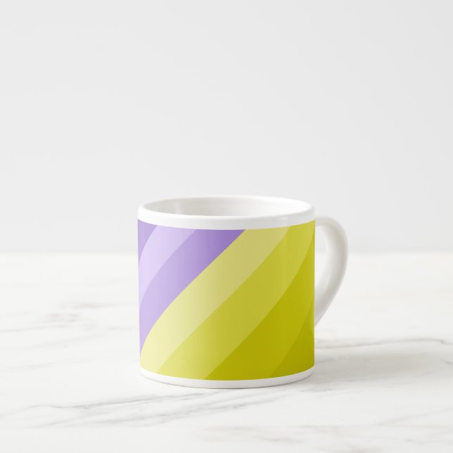 Striped, bright , rainbow espresso cup (Front Right)